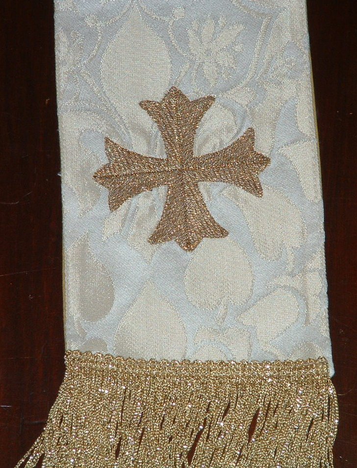 Stole, damask with gold cross